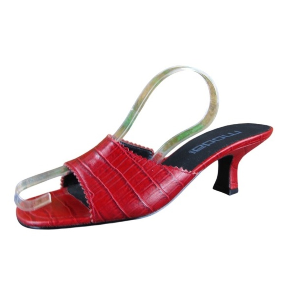 Moda Spana Women Snakeskin Slide Red Leather Sz 7.5 Medium‎ Gently Used 2025